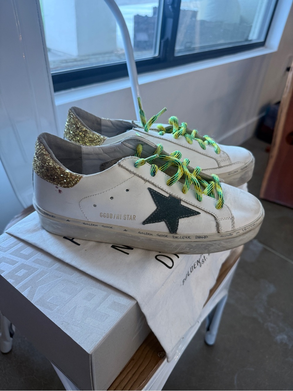 Golden Goose high star with green suede star size 8 - Picture 2 of 7